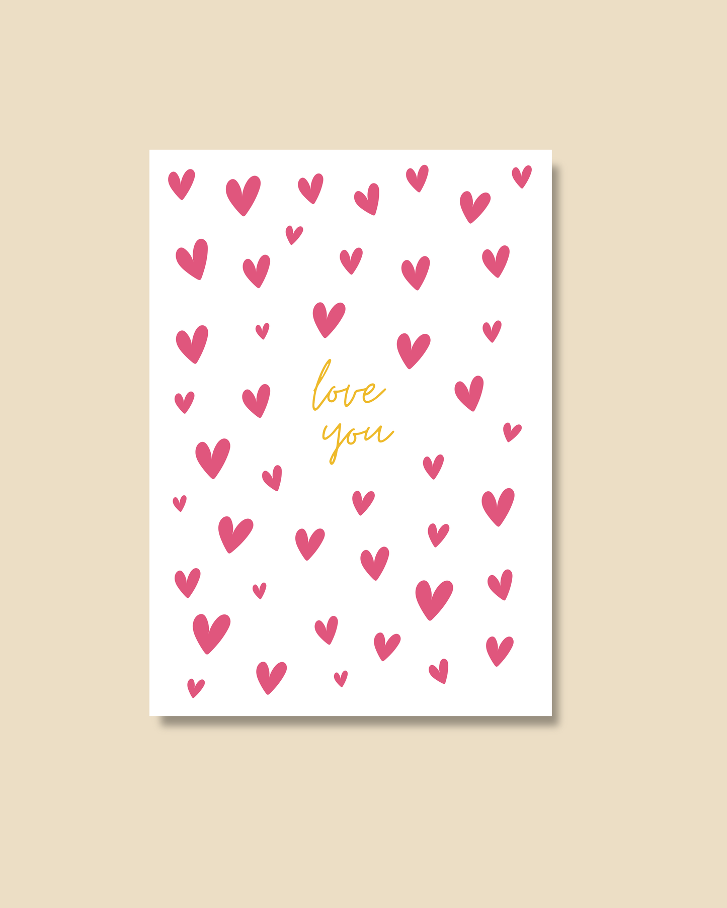 Postkarte love you pink