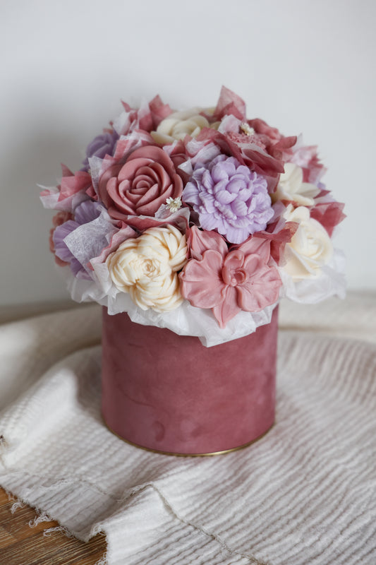 Blumenstrauß aus Wachsblüten Samt Altrosa