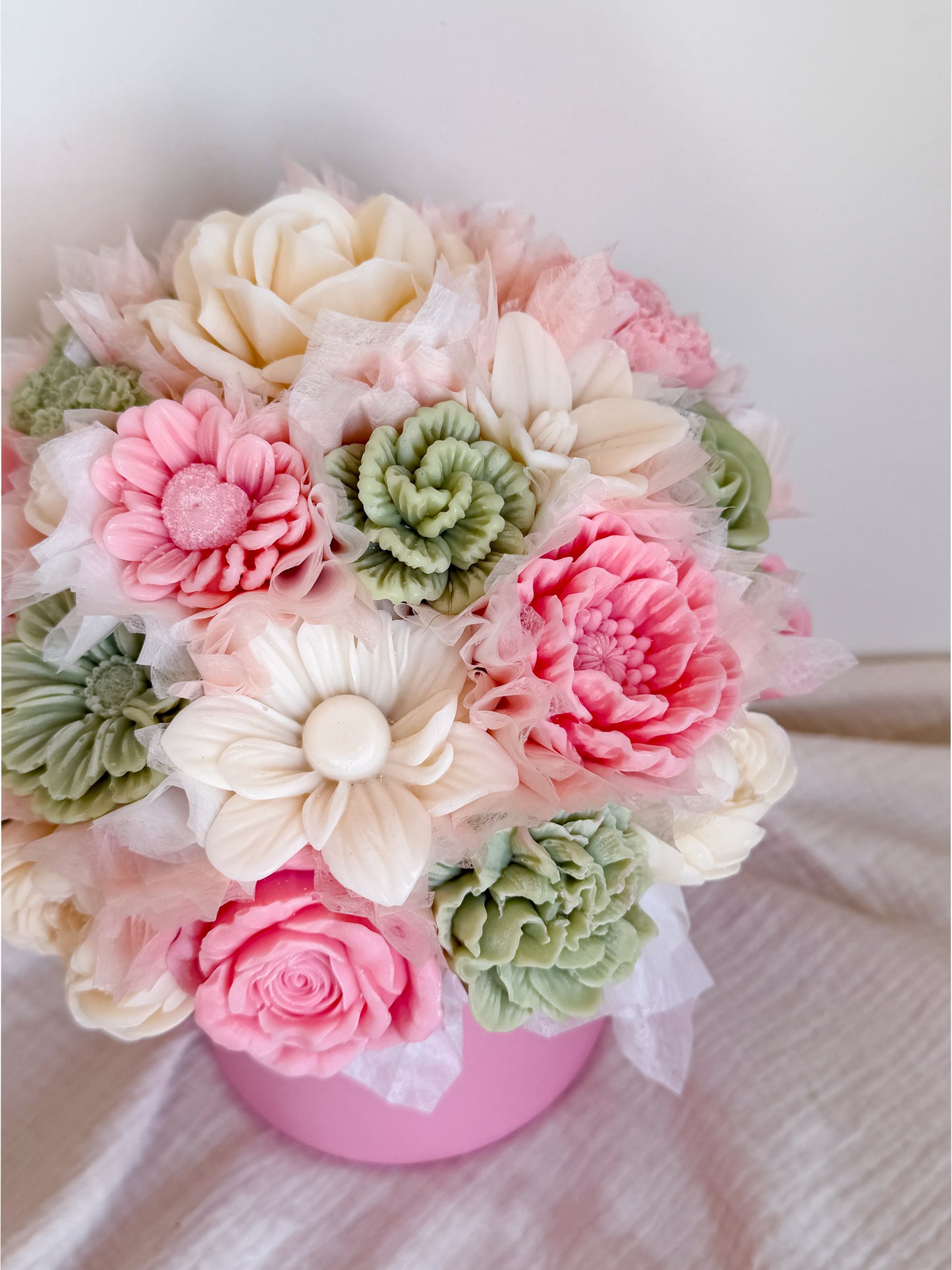 Blumenstrauß aus Wachsblüten L Rosa