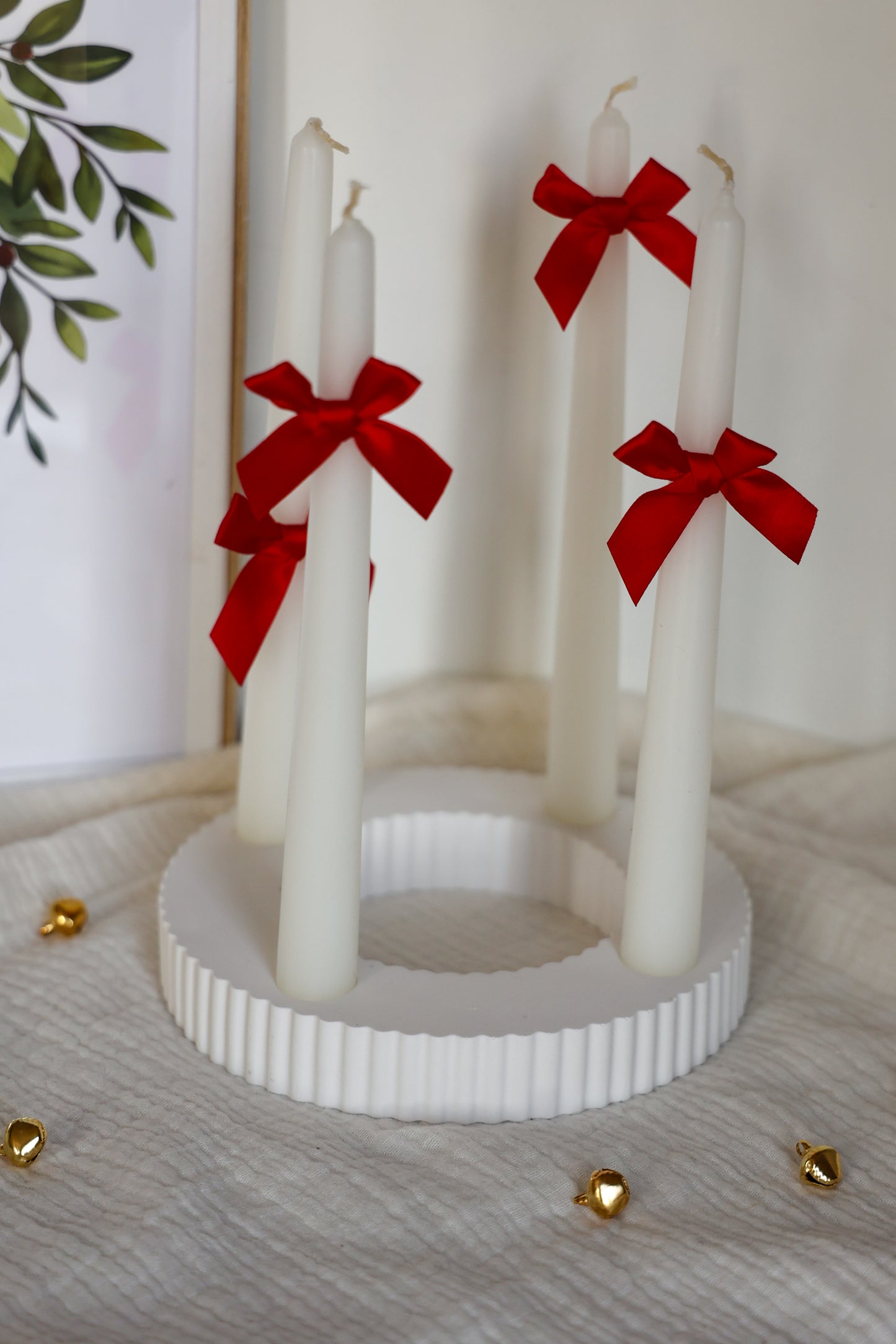 Adventskranz handgemacht aus Keramik gerippt