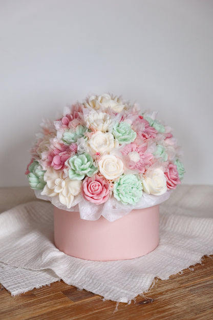 XL Blumenstrauß aus Wachsblüten Pastell Rosa/Mint