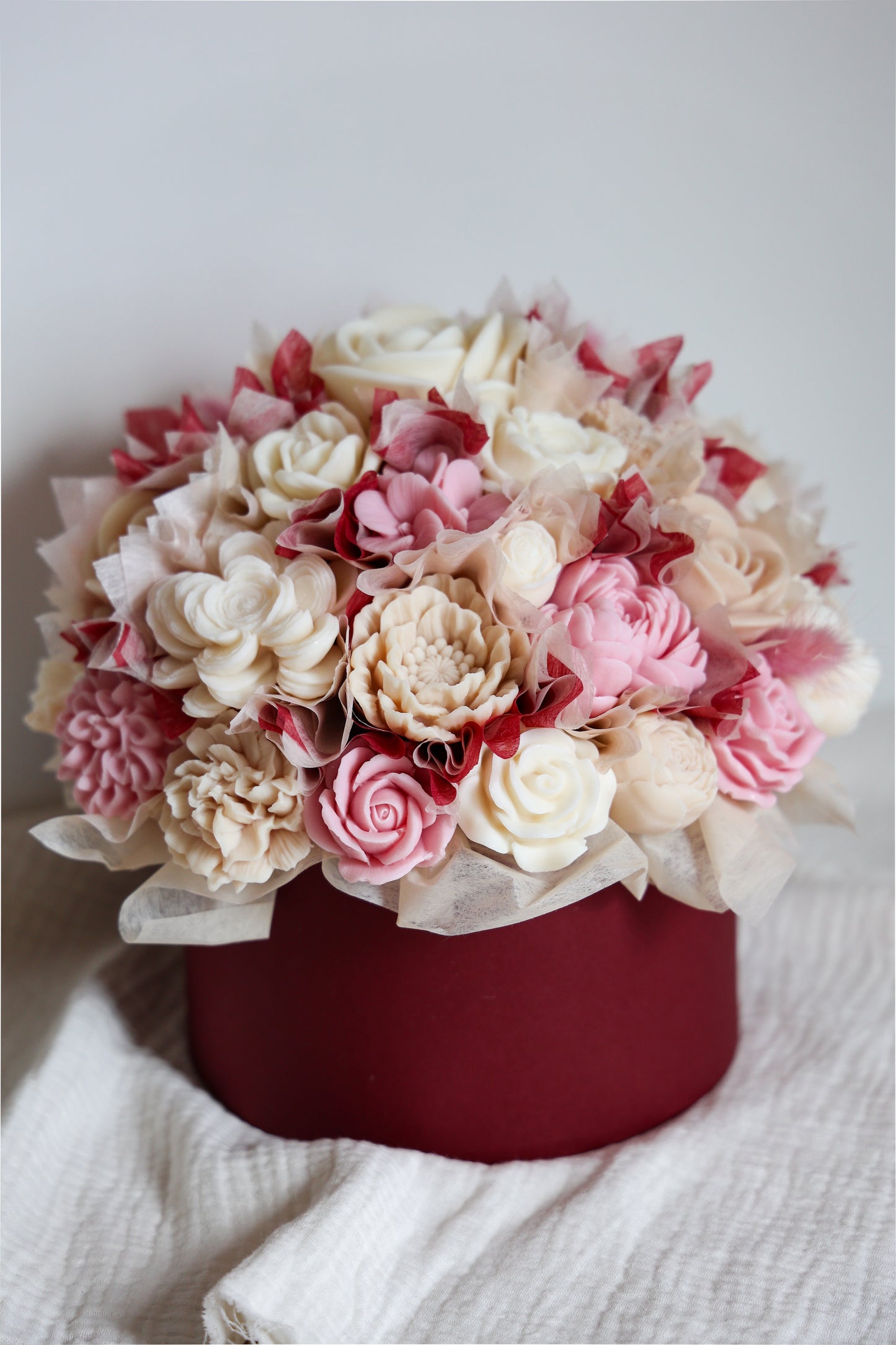 XL Blumenstrauß aus Wachsblüten Rosa Cherry Red