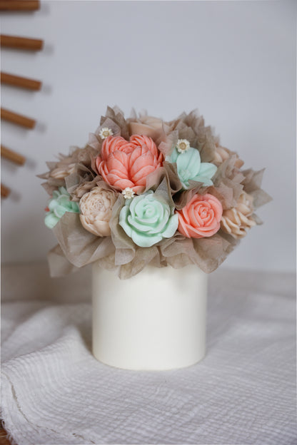 Blumenstrauß aus Wachblüten Vanilla Peach