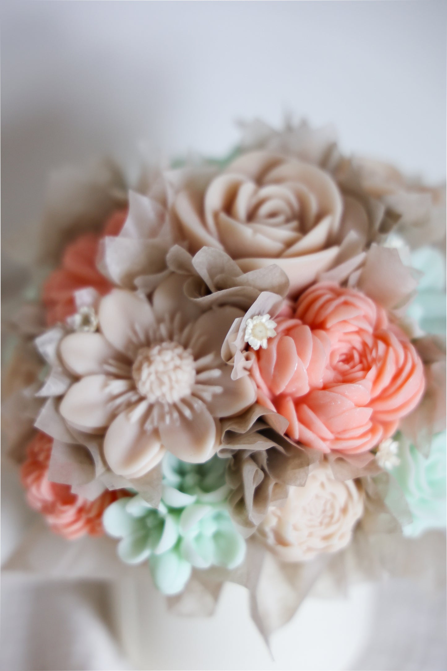 Blumenstrauß aus Wachblüten Vanilla Peach