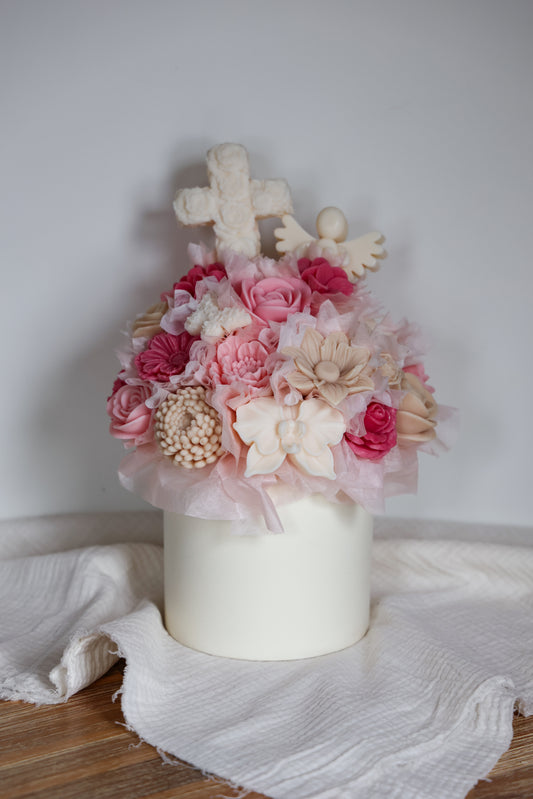 Taufstrauß Blumenstrauß aus Wachsblüten