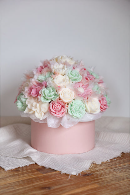 XL Blumenstrauß aus Wachsblüten Pastell Rosa/Mint