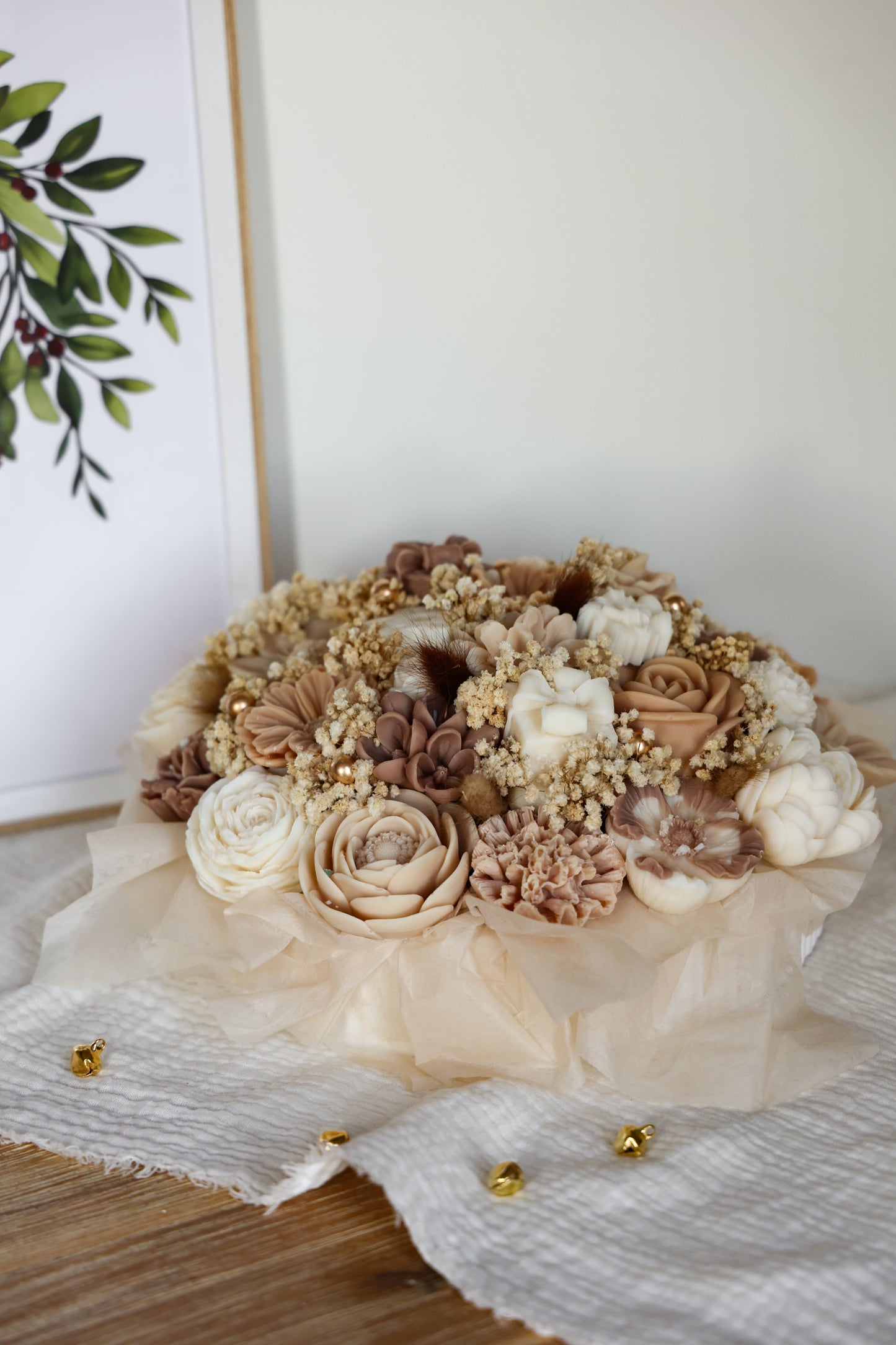 Weihnachtsgesteck aus Wachsblüten XXL