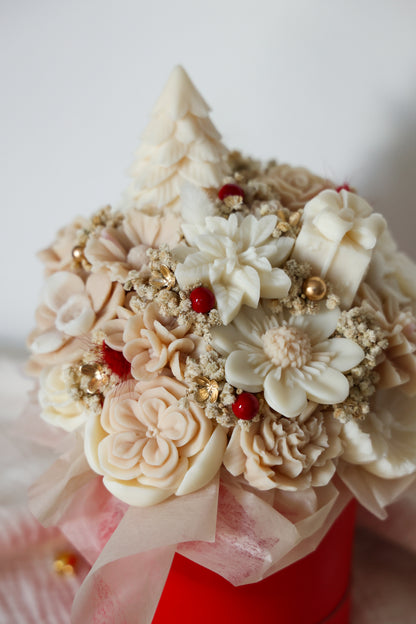 Weihnachtsblumenstrauß aus Wachs Rot