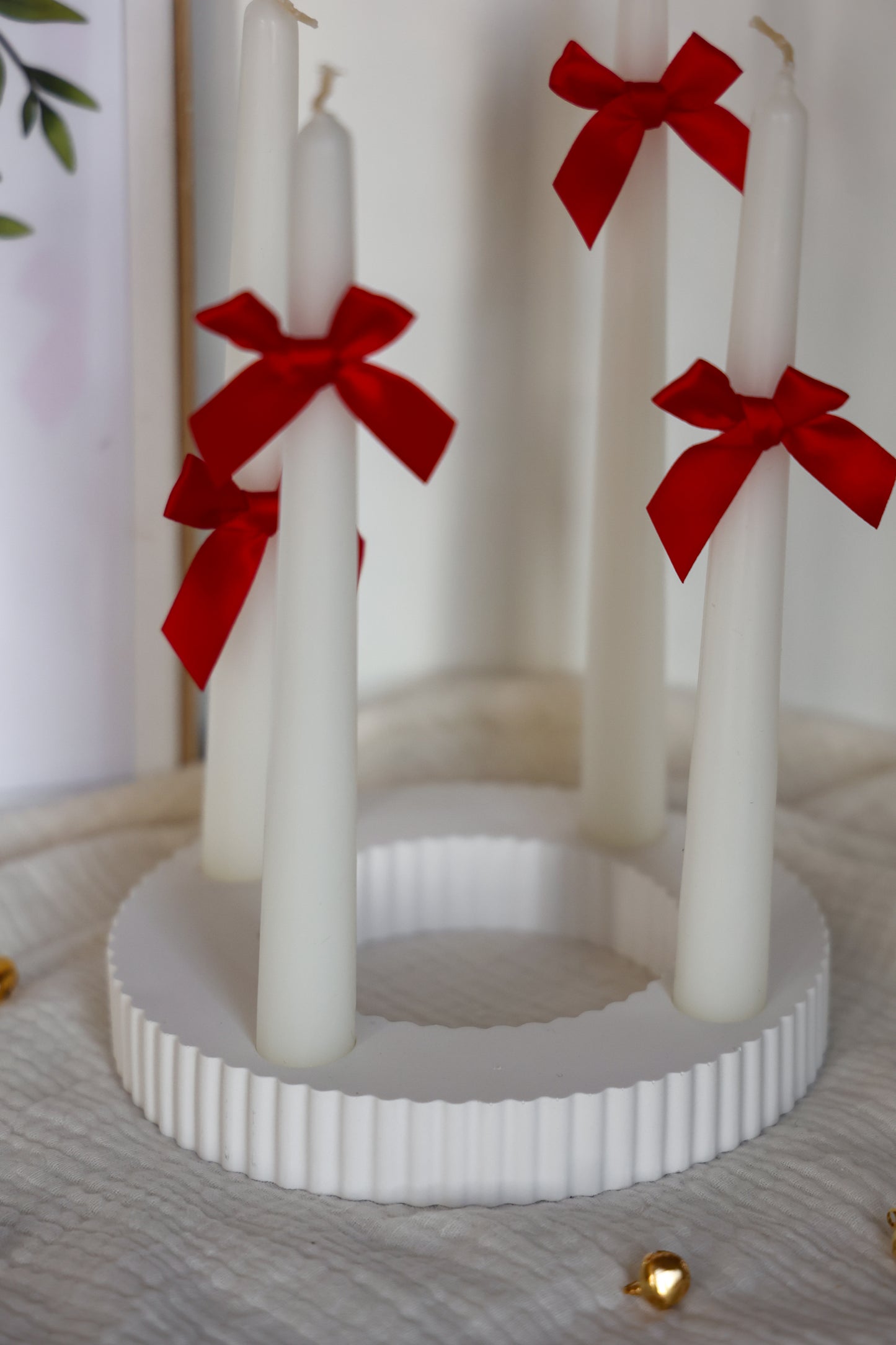 Adventskranz handgemacht aus Keramik gerippt