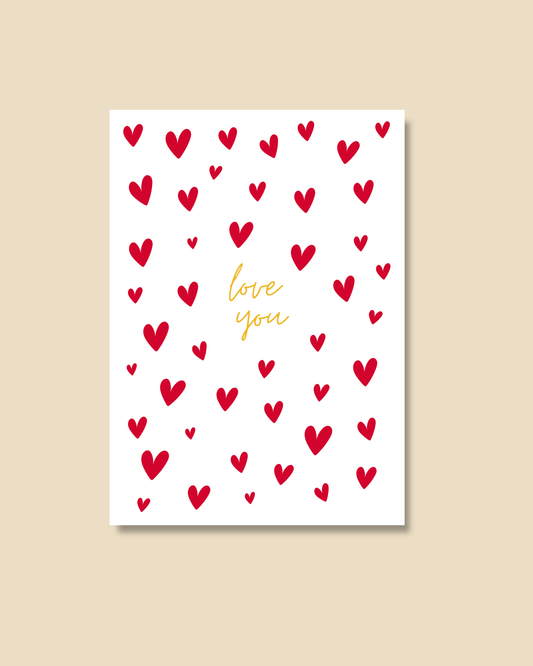 Postkarte love you red