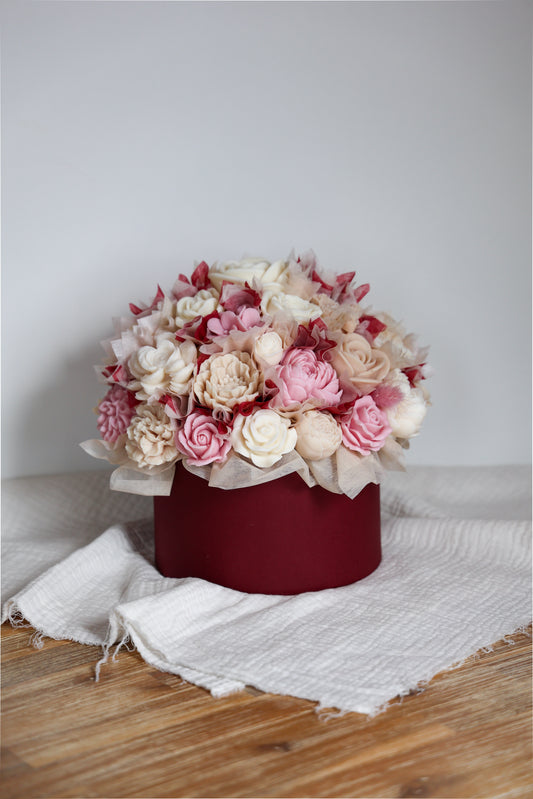 XL Blumenstrauß aus Wachsblüten Rosa Cherry Red