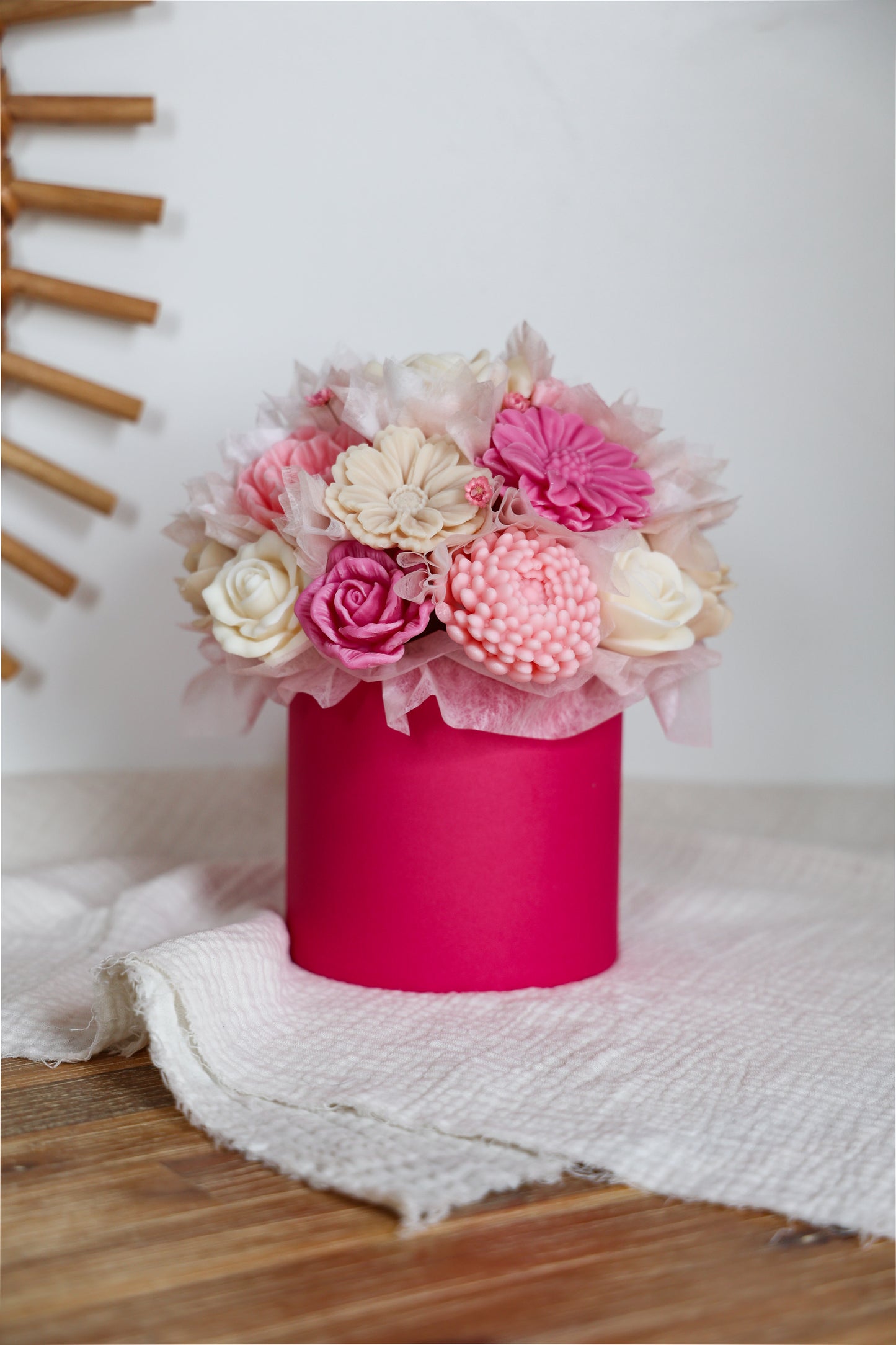 Blumenstrauß aus Wachblüten Pink