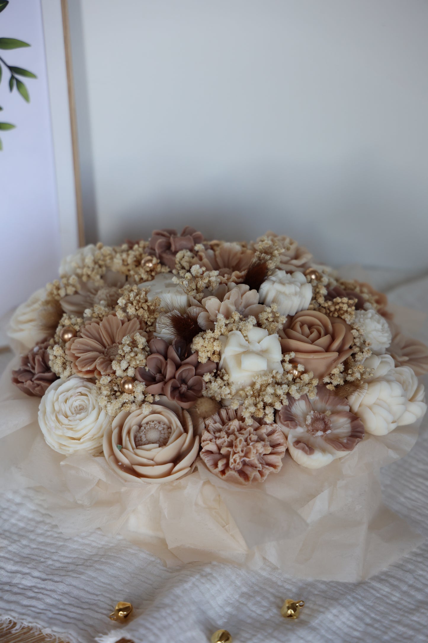 Weihnachtsgesteck aus Wachsblüten XXL