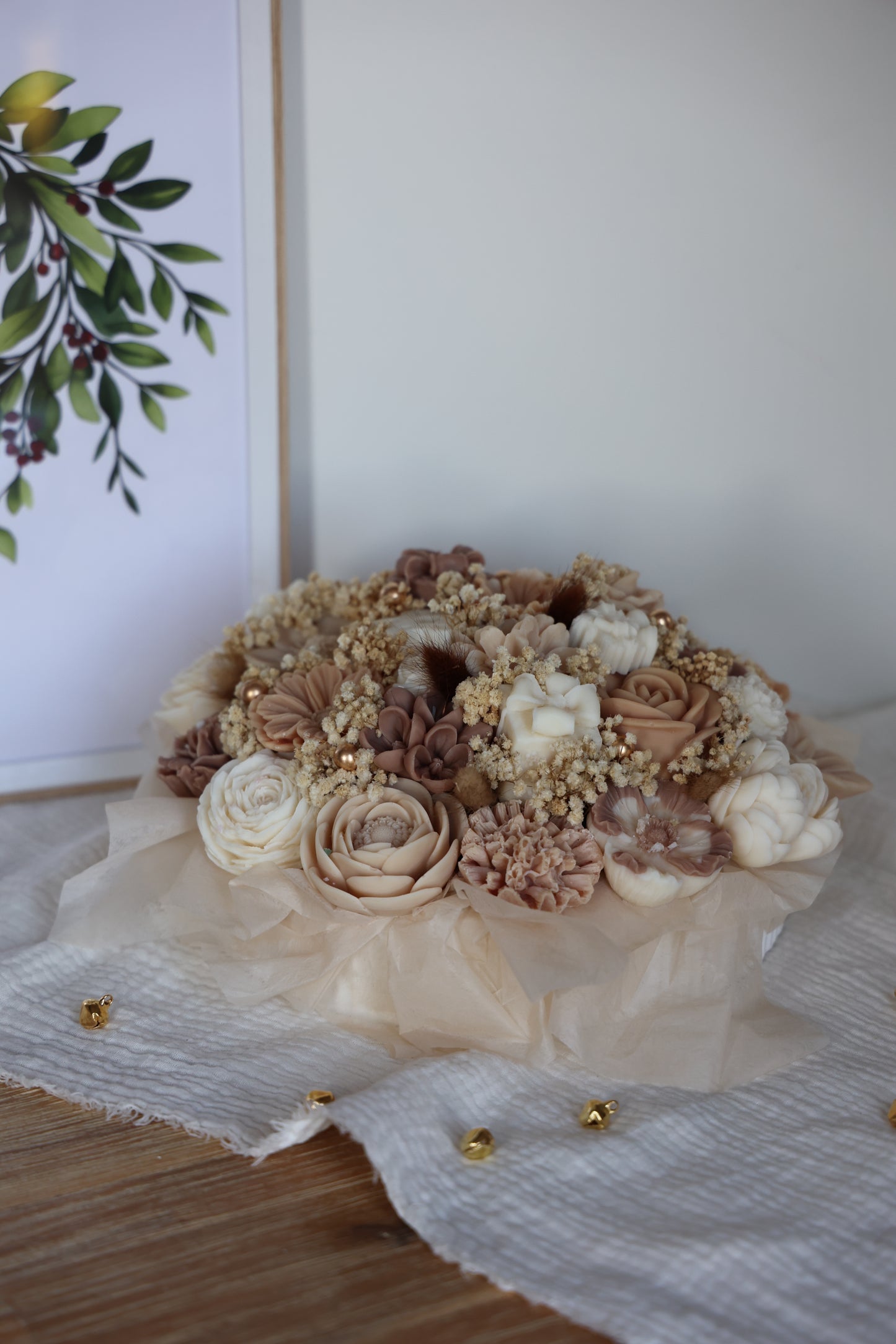 Weihnachtsgesteck aus Wachsblüten XXL