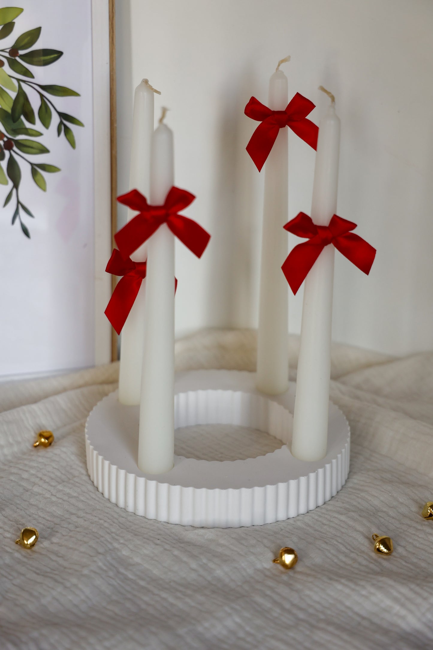 Adventskranz handgemacht aus Keramik gerippt