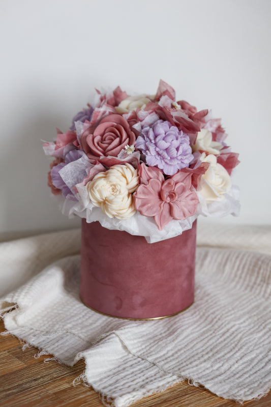 Blumenstrauß aus Wachsblüten Samt Altrosa
