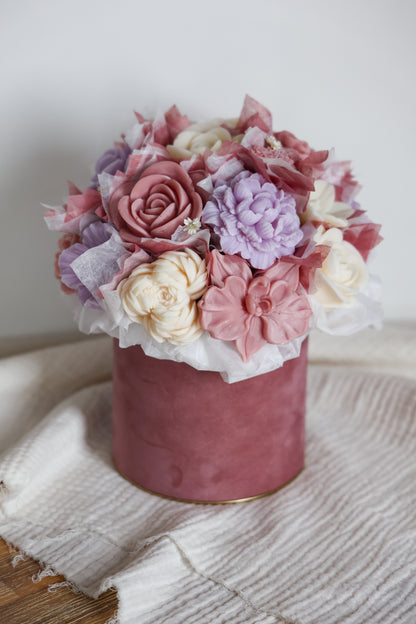 Blumenstrauß aus Wachsblüten Samt Altrosa