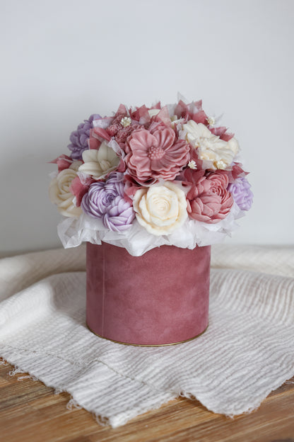 Blumenstrauß aus Wachsblüten Samt Altrosa