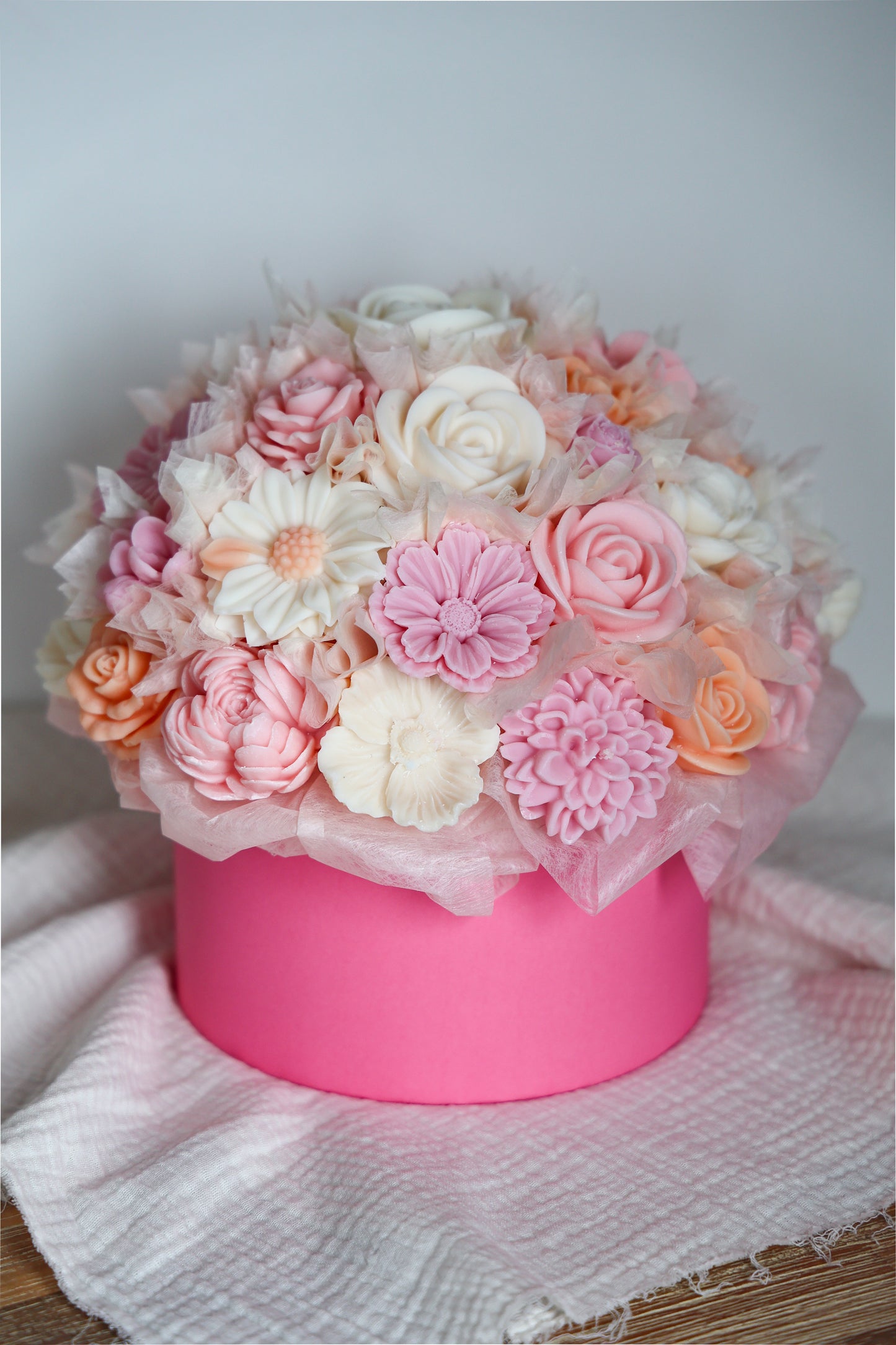 XL Blumenstrauß aus Wachsblüten Bubble gum