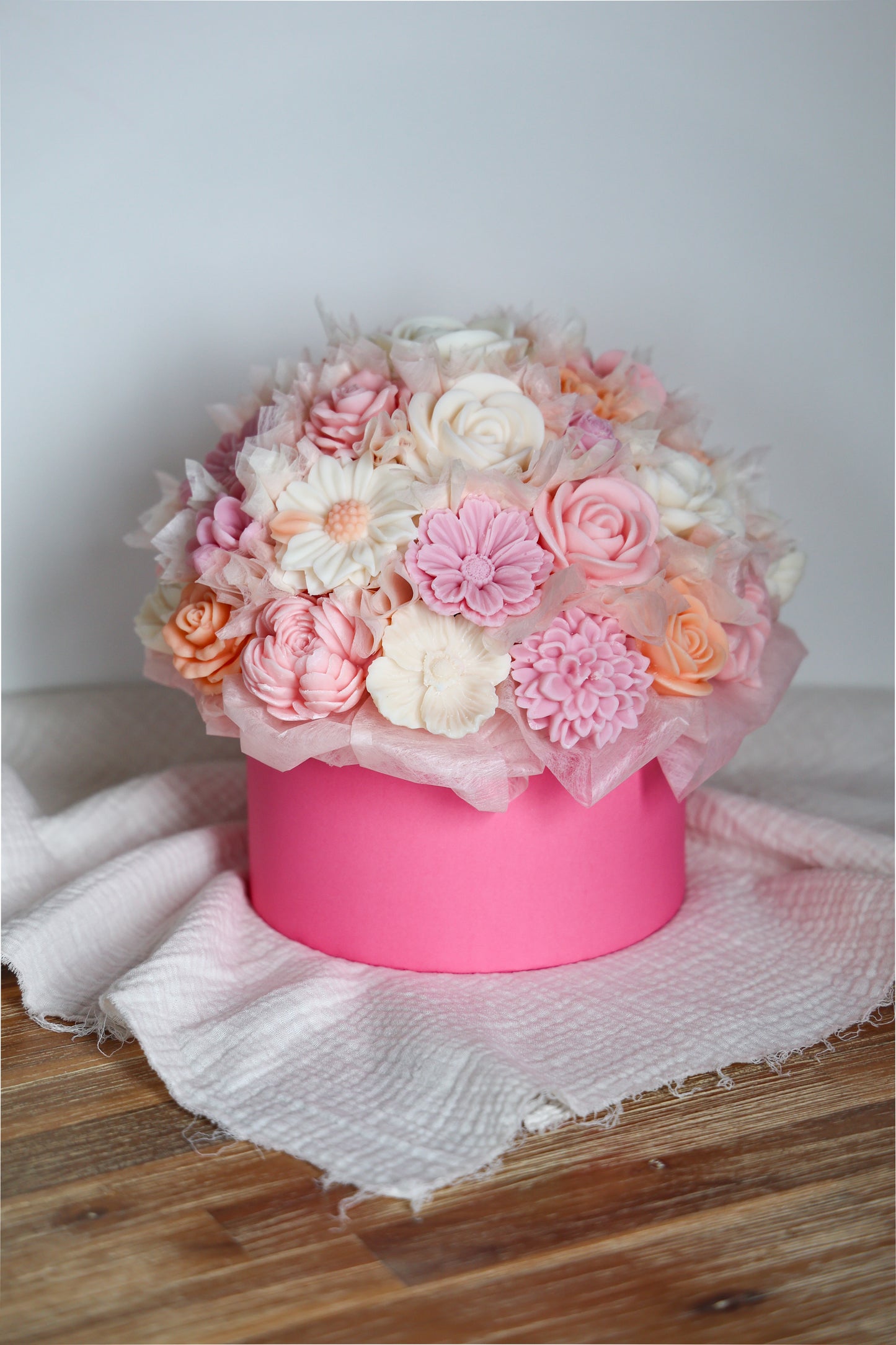 XL Blumenstrauß aus Wachsblüten Bubble gum