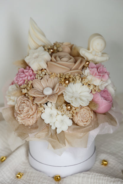 Weihnachtsblumenstrauß aus Wachs Pastell