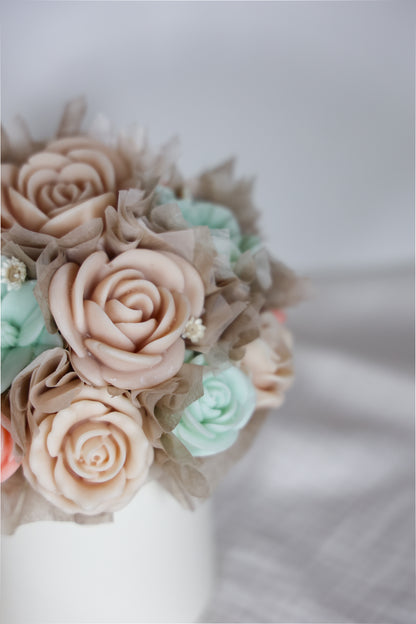Blumenstrauß aus Wachblüten Vanilla Peach
