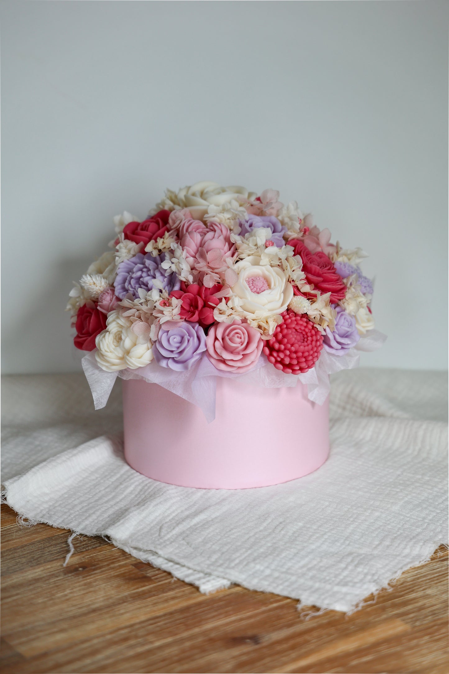 XL Blumenstrauß aus Wachsblüten Rosé Berry