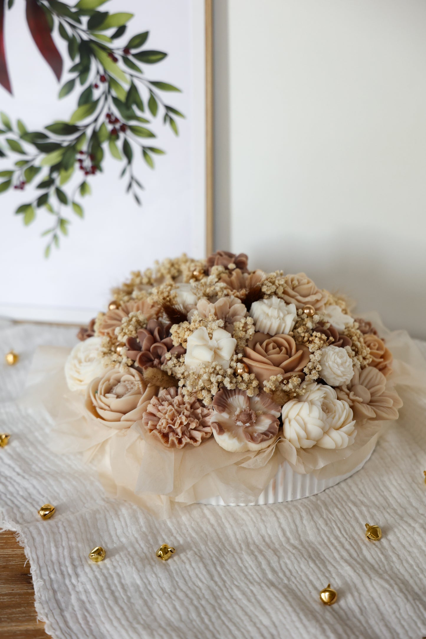 Weihnachtsgesteck aus Wachsblüten XXL
