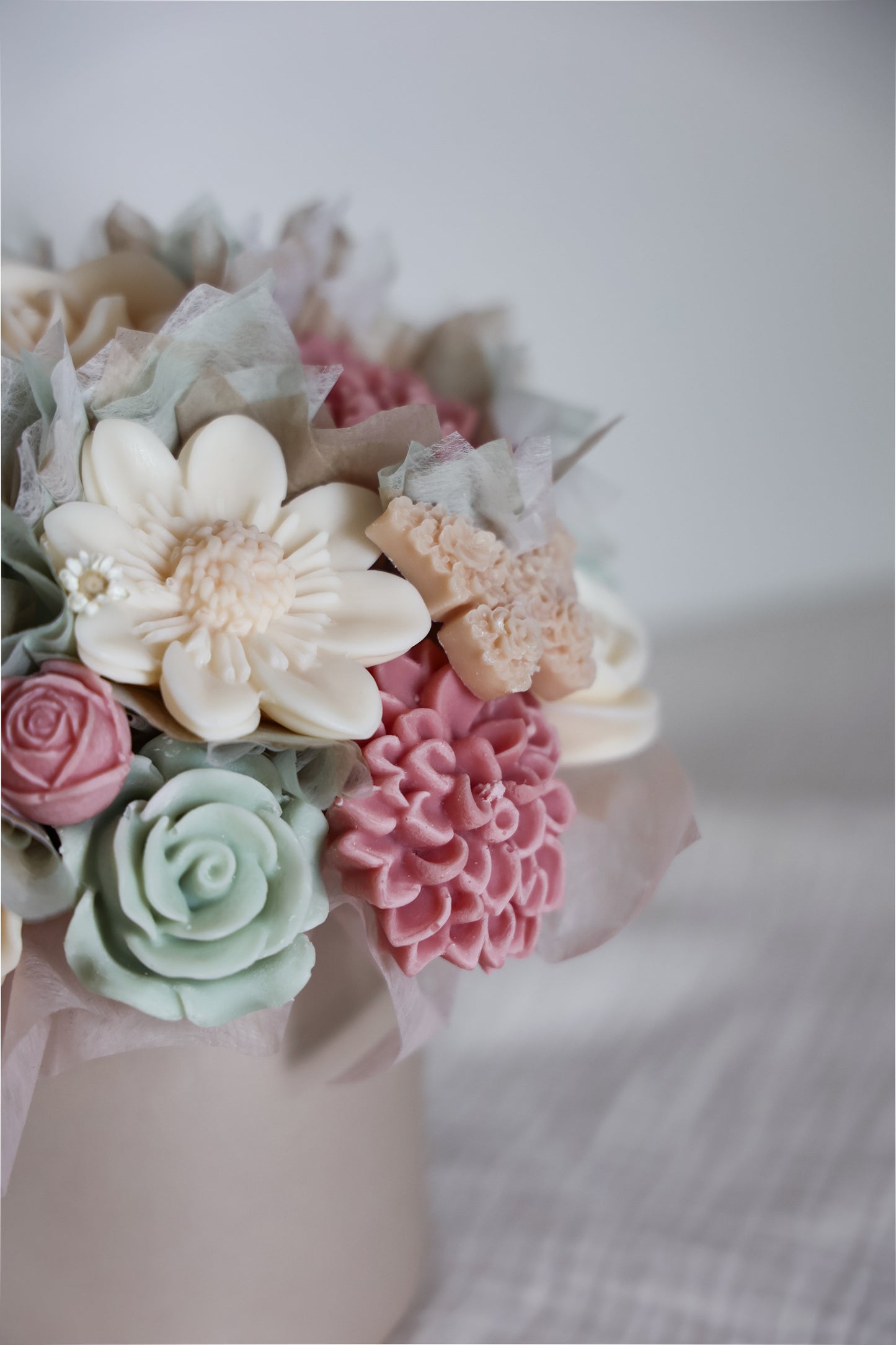 Blumenstrauß aus Wachblüten Beige Pearl