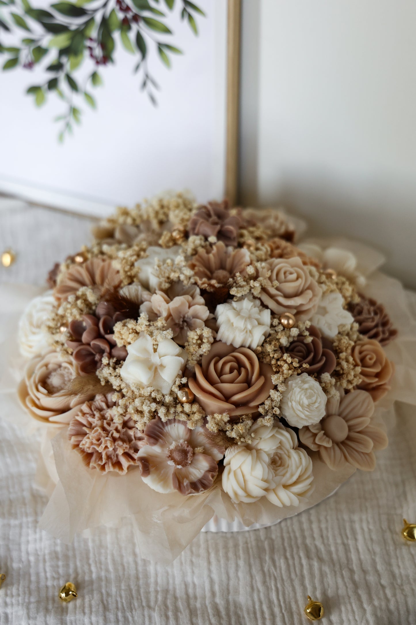 Weihnachtsgesteck aus Wachsblüten XXL