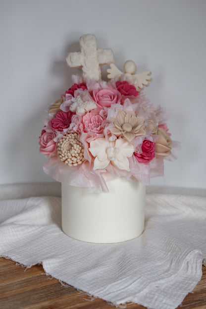 Taufstrauß Blumenstrauß aus Wachsblüten