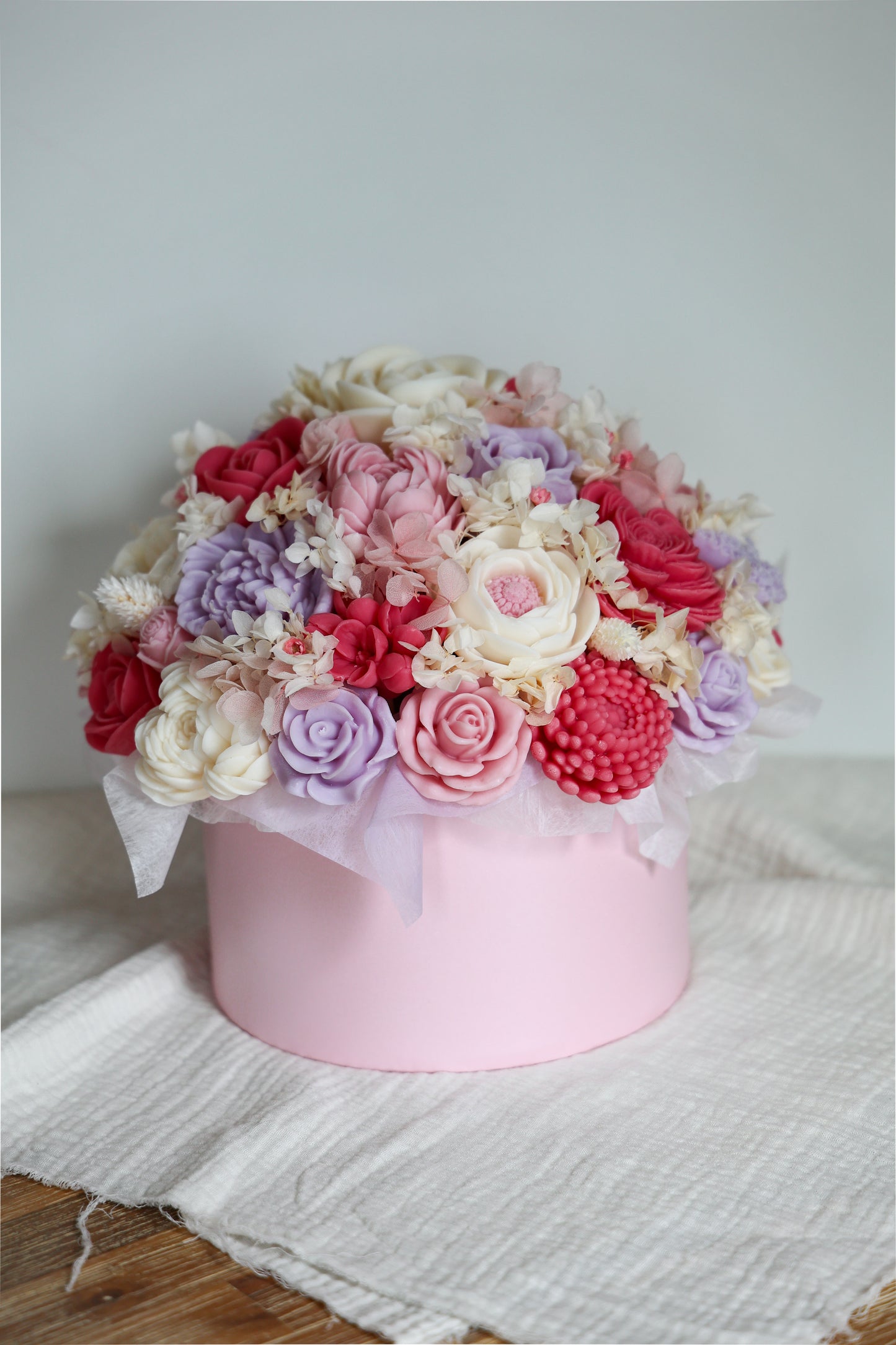 XL Blumenstrauß aus Wachsblüten Rosé Berry