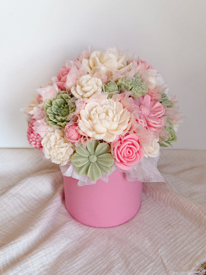 Blumenstrauß aus Wachsblüten L Rosa
