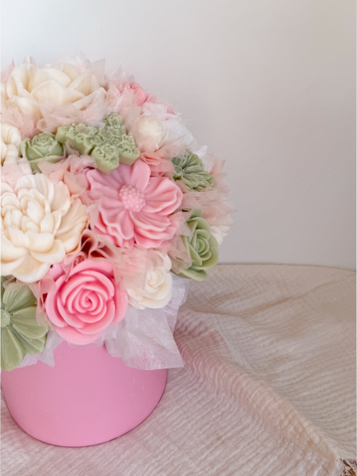 Blumenstrauß aus Wachsblüten L Rosa