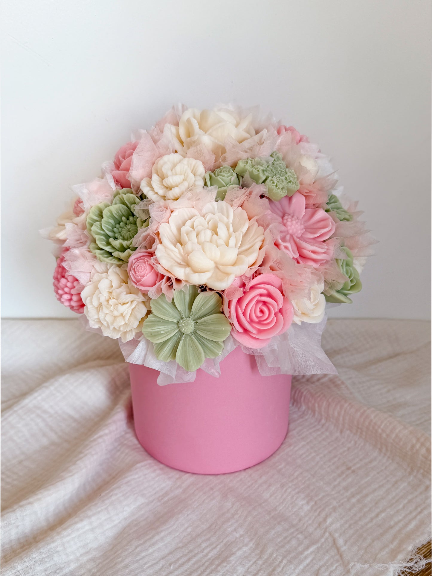Blumenstrauß aus Wachsblüten L Rosa
