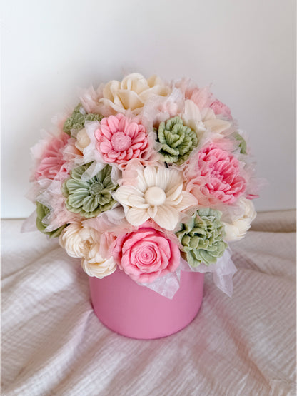 Blumenstrauß aus Wachsblüten L Rosa