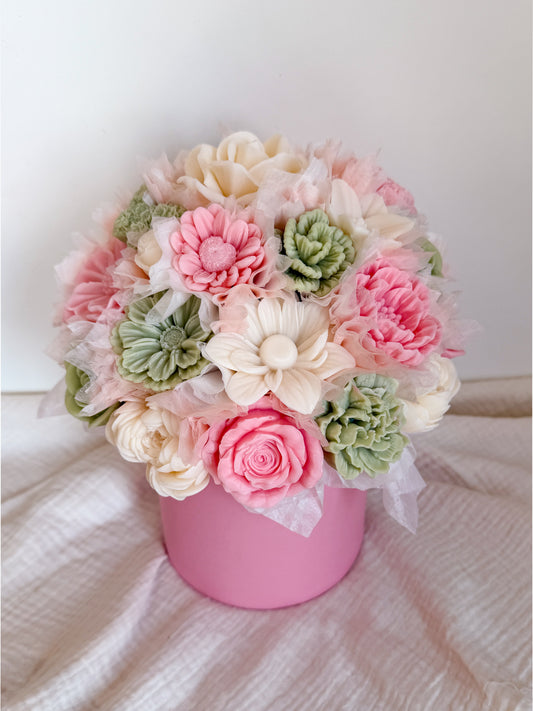 Blumenstrauß aus Wachsblüten L Rosa