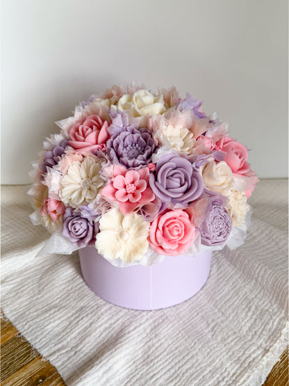 XL Blumenstrauß aus Wachsblüten Pastell Flieder/Rosa