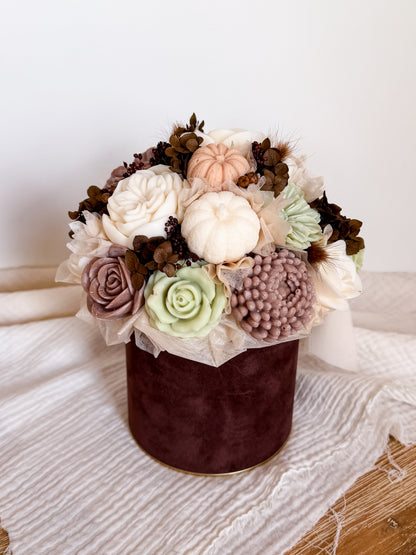 Herbst Blumenstrauß aus Wachsblüten Samt Choco